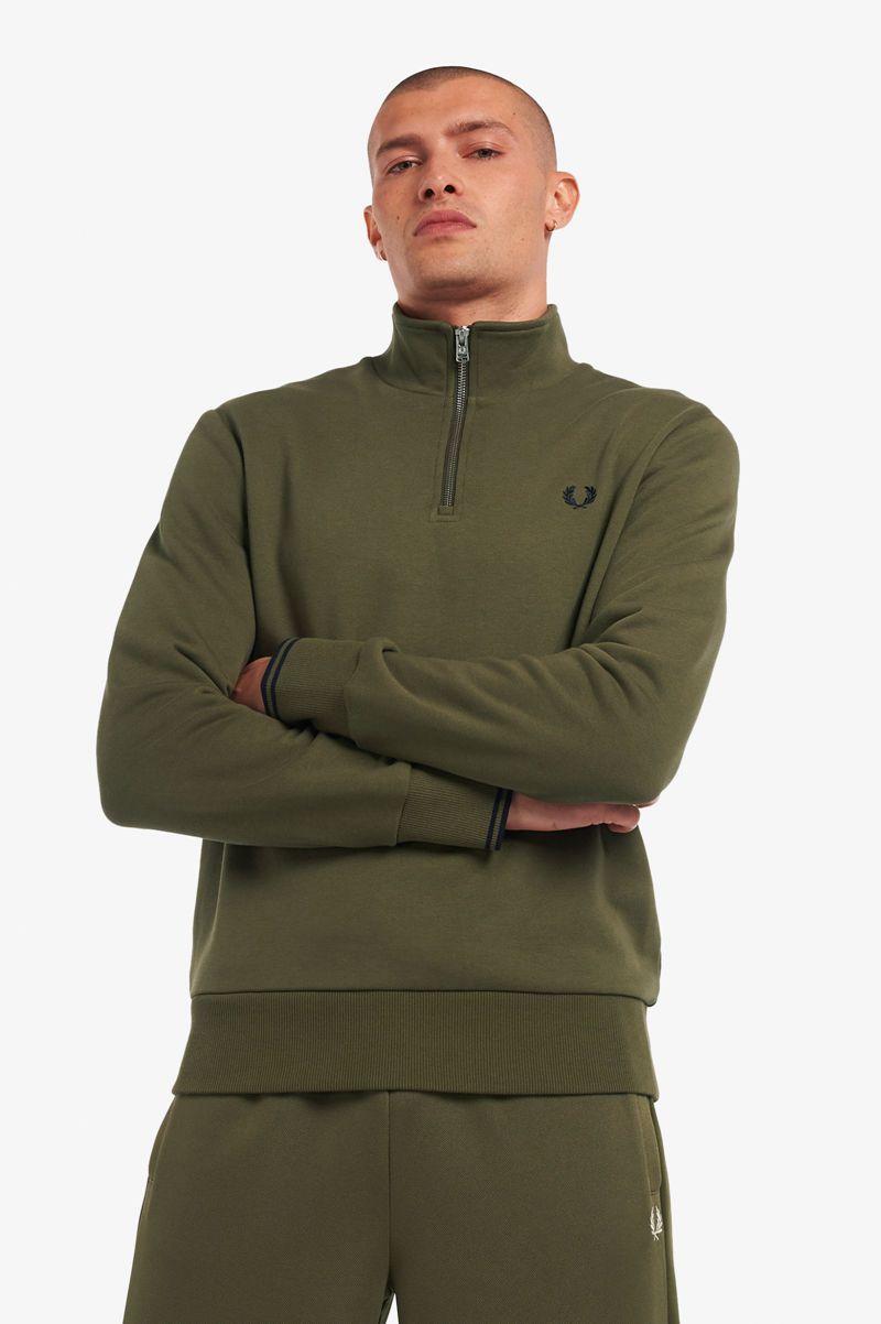 Green Fred Perry Half Zip Men\'s Sweatshirts | PH 1584KORI